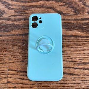 iPhone 12 Mini Aqua Phone Case with Finger Handle Stand